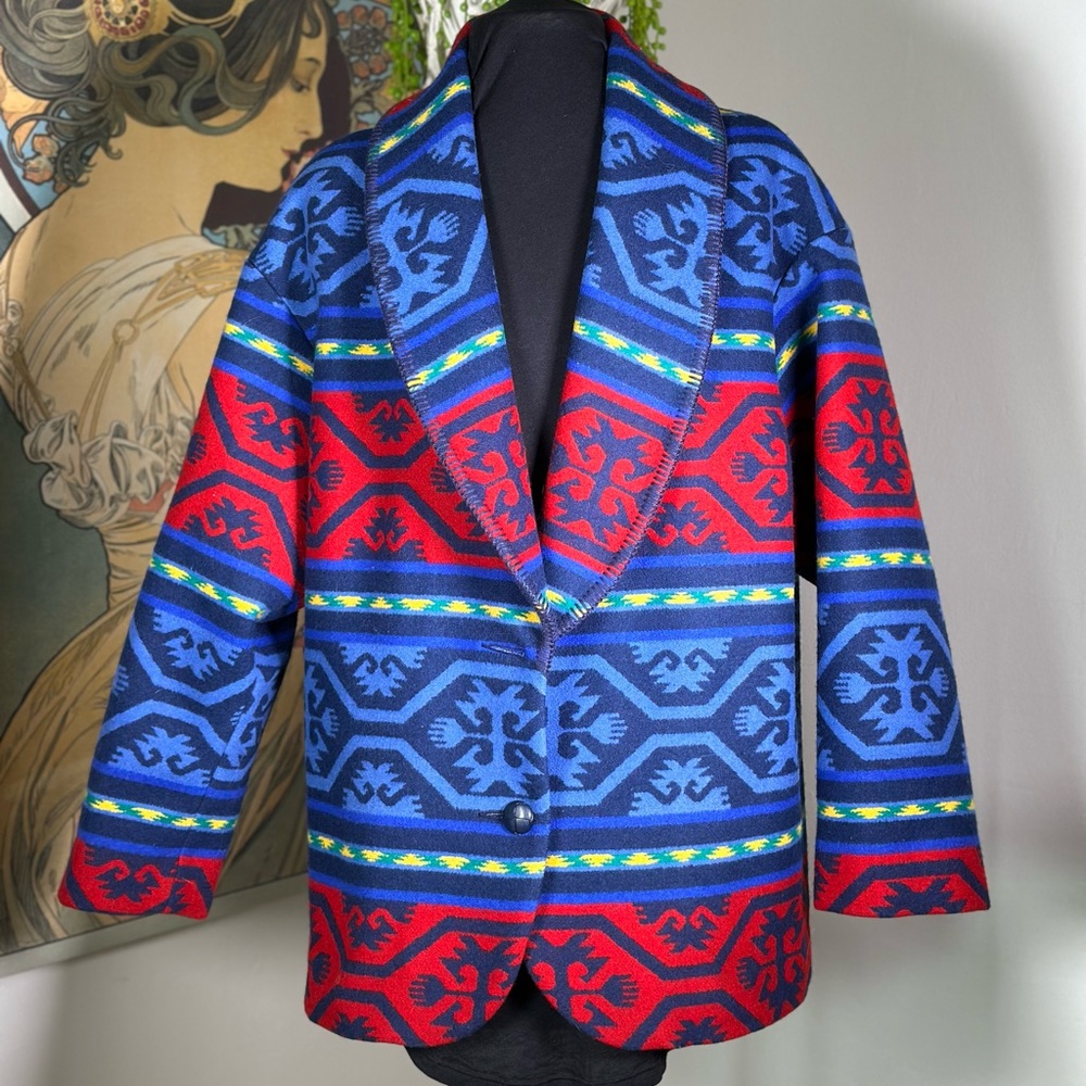 Vintage Pendleton Aztec Navajo Print Thick Wool Cotton Blend Jacket‎
